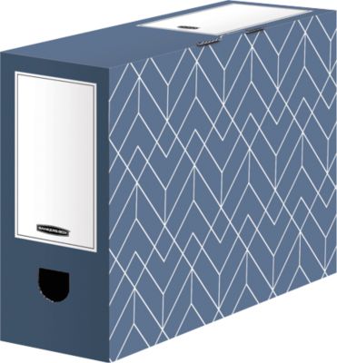 Archivschachtel BANKERS BOX® Décor, FSC®-zertifizierter Karton ,B 100 x T 345 x H 253 mm, für DIN A4 Formate, schieferblau, 5 Stück