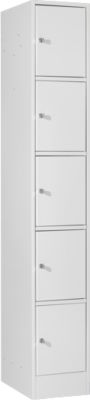 Armoire à 5 casiers, avec serrure à cylindre, gris clair/gris clair