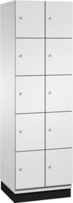 Armoire à casiers Cambio C+P, 2 compartiments, 10 casiers, avec socle, L 600 x P 525 x H 1980 mm, gris clair
