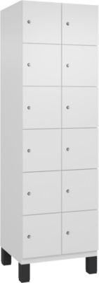 Armoire à casiers Cambio C+P, 2 compartiments, 12 casiers, sur pieds, L 600 x P 525 x H 1980 mm, blanc trafic