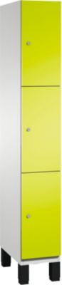 Armoire à casiers Cambio de C+P, 1 compartiment, 3 casiers, sur pieds, L 300 x P 525 x H 1980 mm, gris clair/vert clown
