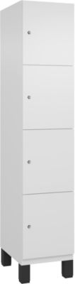 Armoire à casiers Cambio de C+P, 1 compartiment, 4 casiers, sur pieds, L 400 x P 525 x H 1980 mm, blanc signalisation