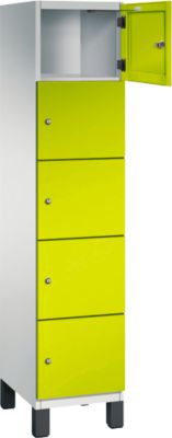 Armoire à casiers Cambio de C+P, 1 compartiment, 5 casiers, sur pieds, L 400 x P 525 x H 1980 mm, gris clair/vert clown