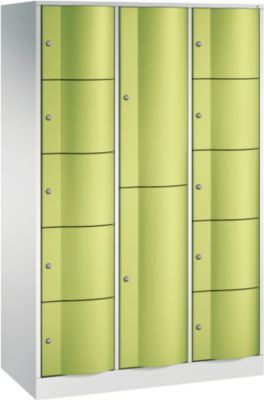 Armoire à casiers combinés Resisto de C+P, 3 compartiments, 12 casiers, L 1148 x P 540 x H 1950 mm, gris clair