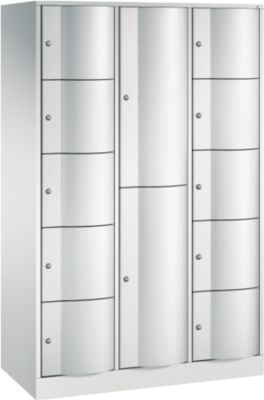Armoire à casiers combinés Resisto de C+P, 3 compartiments, 12 casiers, L 1148 x P 540 x H 1950 mm, gris clair/vert clown