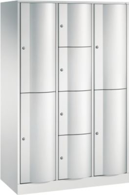 Armoire à casiers combinés Resisto de C+P, 3 compartiments, 8 casiers, L 1148 x P 540 x H 1950 mm, gris clair