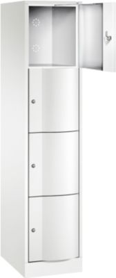 Armoire à casiers Resisto de C+P, 1 compartiment, 4 casiers, L 396 x P 540 x H 1950 mm, blanc trafic
