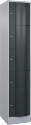 Armoire à casiers Resisto de C+P, 1 compartiment, 5 casiers, L 396 x P 540 x H 1950 mm, alu blanc/gris anthracite