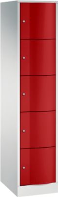 Armoire à casiers Resisto de C+P, 1 compartiment, 5 casiers, L 396 x P 540 x H 1950 mm, gris clair/bleu gentiane
