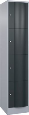 Armoire à casiers Resisto de C+P - 1 compartiment avec 4 casiers - l. 396 x P 540 x H 1950 mm -  alu blanc RAL 9006 et anthracite RAL 7016