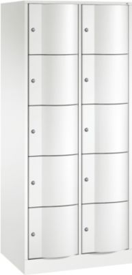 Armoire à casiers Resisto de C+P, 2 compartiments, 10 casiers, L 772 x P 540 x H 1950 mm, blanc trafic
