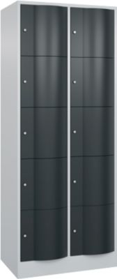 Armoire à casiers Resisto de C+P, 2 compartiments, 10 casiers, L 772 x P 540 x H 1950 mm, gris clair/gris anthracite