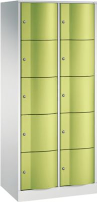 Armoire à casiers Resisto de C+P, 2 compartiments, 10 casiers, L 772 x P 540 x H 1950 mm, gris clair
