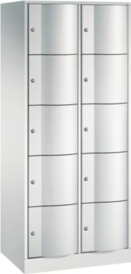Armoire à casiers Resisto de C+P, 2 compartiments, 10 casiers, L 772 x P 540 x H 1950 mm, gris clair/vert clown