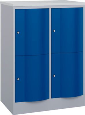 Armoire à casiers Resisto de C+P, 2 compartiments, 4 casiers, L 772 x P 540 x H 1077 mm, alu blanc/bleu gentiane