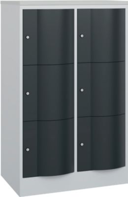 Armoire à casiers Resisto de C+P, 2 compartiments, 6 casiers, L 772 x P 540 x H 1255 mm, blanc trafic