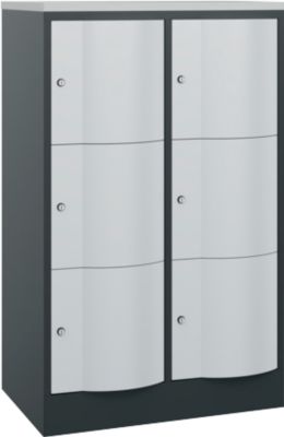 Armoire à casiers Resisto de C+P, 2 compartiments, 6 casiers, L 772 x P 540 x H 1255 mm, gris anthracite/gris clair