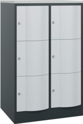 Armoire à casiers Resisto de C+P, 2 compartiments, 6 casiers, L 772 x P 640 x H 1255 mm, gris clair/gris anthracite