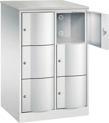 Armoire à casiers Resisto de C+P, 2 compartiments, 6 casiers, L 772 x P 640 x H 1255 mm, gris clair