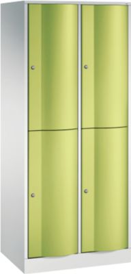 Armoire à casiers Resisto de C+P - 2 compartiments et  4 casiers - L 772 x P 540 x H 1950 mm - gris clair RAL 7035 et vert clown