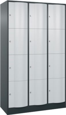 Armoire à casiers Resisto de C+P, 3 compartiments, 12 casiers, L 1148 x P 540 x H 1950 mm, gris anthracite/gris clair