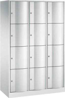 Armoire à casiers Resisto de C+P, 3 compartiments, 12 casiers, L 1148 x P 540 x H 1950 mm, gris clair/rouge rubis