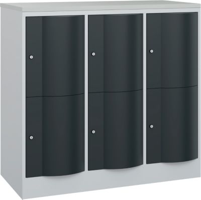 Armoire à casiers Resisto de C+P, 3 compartiments, 6 casiers, L 1148 x P 540 x H 1077 mm, gris clair/gris anthracite