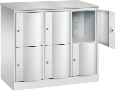 Armoire à casiers Resisto de C+P, 3 compartiments, 6 casiers, L 1148 x P 540 x H 1077 mm, gris clair