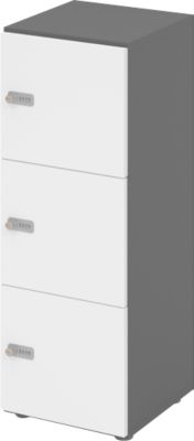 Armoire à casiers verrouillables Topas Line, 3 hauteurs de classeurs, 3 compartiments, serrure à combinaison, L 400 x P 420 x H 1100 mm, graphite/blanc