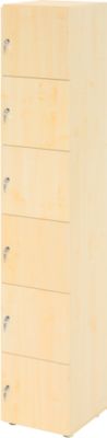 Armoire à casiers verrouillables Topas Line, 6 hauteurs de classeurs, 6 compartiments, serrure à cylindre, L 400 x P 420 x H 2156 mm, érable/érable