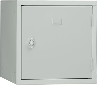 Armoire cube en métal verrouillable, 380 mm, corps gris, porte gris clair RAL 7035