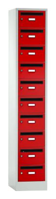 Armoire de distribution pour courrier, avec fente d'insertion, 1 compartiment, serrure à cylindre de sécurité, rouge feu