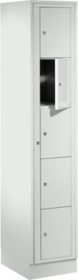 Armoire de stockage, avec porte centrale, Largeur intérieure des compartiments 350 mm, largeur 350 mm, 5 compartiments, gris clair