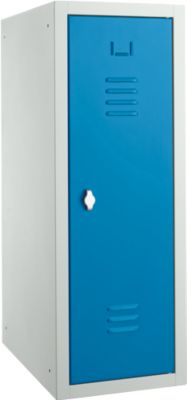 Armoire vestiaire, tôle d'acier, l. 315 x P 500 x H 875 mm, serrure de sécurité à loquet rotatif, assemblée, bleu clair
