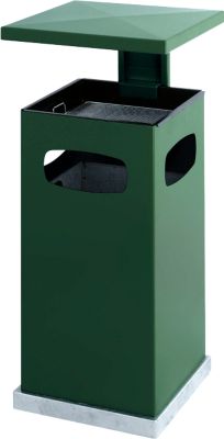 Ascher-Papierkorb mit abnehmbarem Dach, 70 Liter, grün