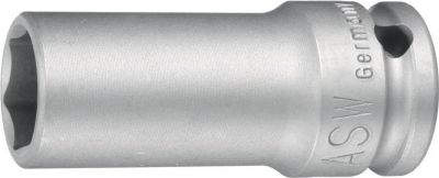ASW Kraftschrauber-Steckschlüsseleinsatz 720 L, 1/2" Antrieb, SW 15 mm, L 78 mm, 6-Kant, Sonderstahl