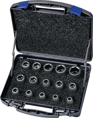 ASW Kraftsteckschlüsselsatz 720 KS 15 OL, 15-tlg, 1/2 Zoll, 6-kant, Spezialstahl stahlgrau