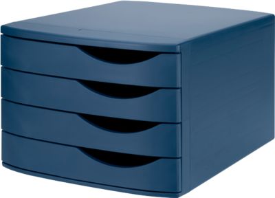 ATLANTA Schubladenbox, 4 Schubladen geschlossen, DIN A4, Recycling-Kunststoff, blau