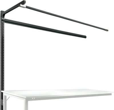 Aufbauportal m. Ausleger, Ansatztisch STANDARD Arbeitstisch/Werkbank UNIVERSAL/PROFI, 2000 mm, anthrazit