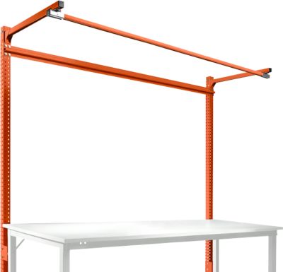 Aufbauportal m. Ausleger, Grundtisch STANDARD Arbeitstisch/Werkbank UNIVERSAL/PROFI, 2000 mm, rotorange