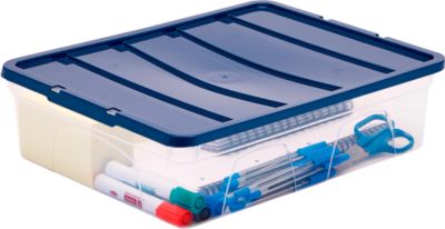 Aufbewahrungsbox Fellowes BANKERS BOX, Volumen 12 l, stapelbar, Deckel mit Klippverschluss, L 400 x B 320 x H 110 mm Polypropylen, transparent-dunkelblau