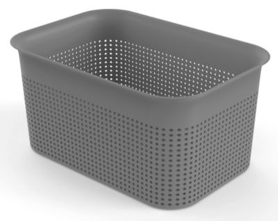 Aufbewahrungsbox Rotho BRISEN, Volumen 4,5 l, Lochstruktur, stapelbar, ohne Deckel, L 262 x B 180 x H 130 mm, Recycling-PP, anthrazit