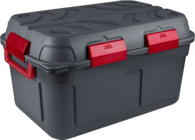 Aufbewahrungsbox Sunware Q-LINE, 130L, wasserdicht, mit Griff und Rollen, 6 Verschlussclips, L 790 x B 425 x H 425 mm, anthrazit/rot