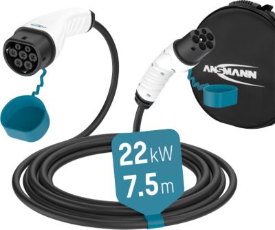 Autoladekabel ANSMANN 1900-0120 EV, 22 kW, Typ 2 Anschluss. für Hybrid- & Elektroauto, 3 phasig, 750 cm