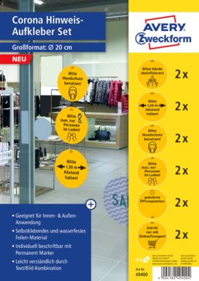AVERY® Zweckform Klebeetiketten 49400 Corona, Designs speziell für Handel, beschreibbar, rund, gelb, 12 Stück