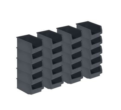 Bac à bec série ENTRY 532  SSI Schäfer - plastique recyclé - L 500 x l 300 x H 200 mm - 23,5 L - noir - set de 20 pièces