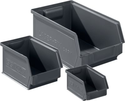 Bac à bec série LF SSI Schäfer - polypropylène recyclé - 3 tailles - 0,9 L, 2,7 L et 7,5 L - gris fer - 64 pièces