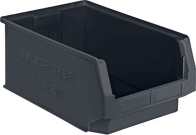 Bac à bec SSI Schaefer série FLEXI LF 532, plastique recyclé, L 500 x l 312 x H 200 mm, 23,5 l, gris fer, 10 pièces