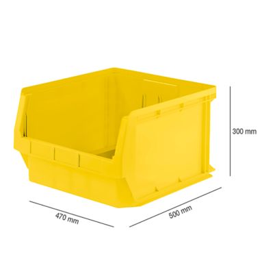 Bac à bec SSI Schaefer série PROFI LF 543, PP-plastique, L 520/450 mm x l 470/450 mm x H 300 mm, 57 l, jaune