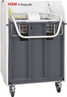Ballenpresse HSM V-Press 60, manuell, 3 Umreifungen in Kreuzabbindung für Ballen bis 40 kg, mit Lenk- & Bockrollen